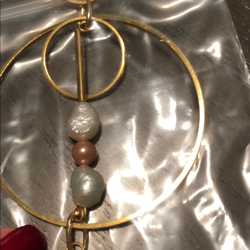 SOLD Pearl earrings Anthropologie hoops - Picture 7 of 8